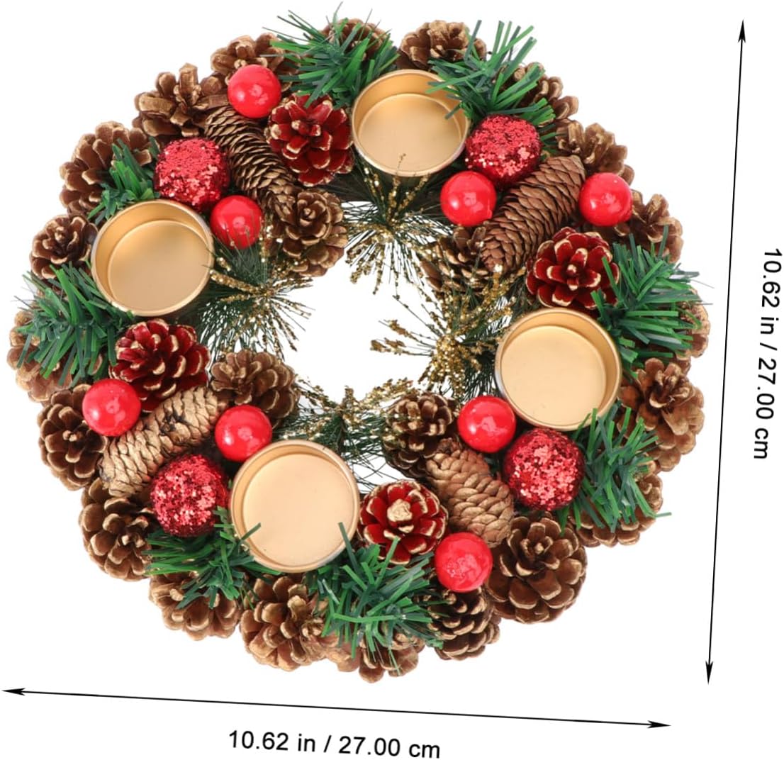 DECHOUS Handmade Christmas Candleholder Wreath 27cm, Festive Garland Decor for Home and Desktop, Stylish Holiday Candlestick Ornament