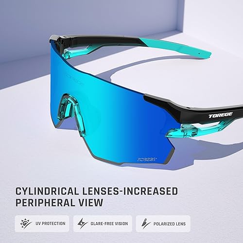 Miniatura 2 de TOREGE Z87 - Gafas de sol deportivas para hombre y mujer, protección UV, ideales para ciclismo, pesca, béisbol, correr, golf y hombre de hielo