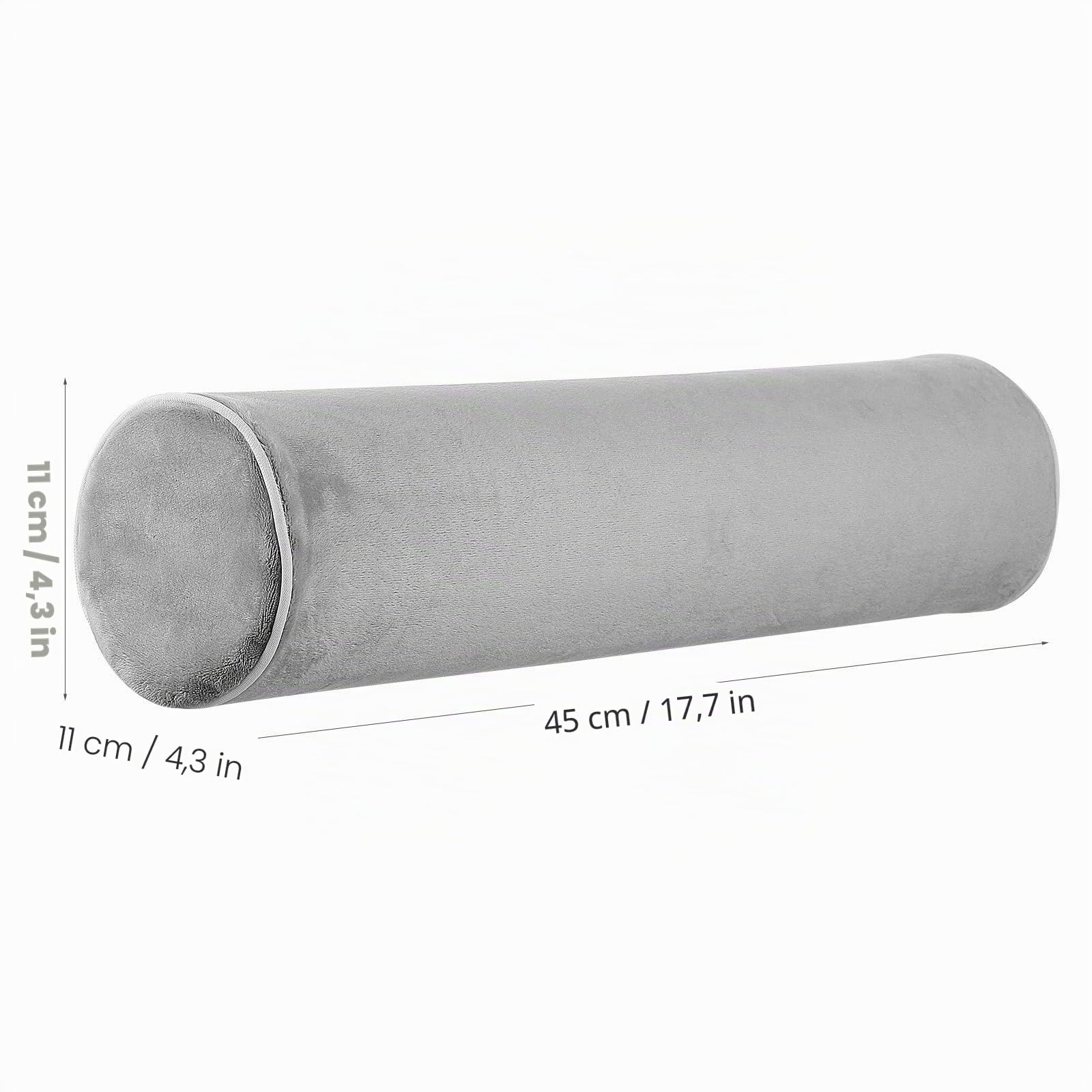 Almohada Cervical Redonda Cilíndrica 43x10 Cm de Algodón Viscoelástico Funda Lavable, Soporte Lumbar Ergonómico para Dormir, Viaje y Oficina, Cojín Terapéutico para Cuello