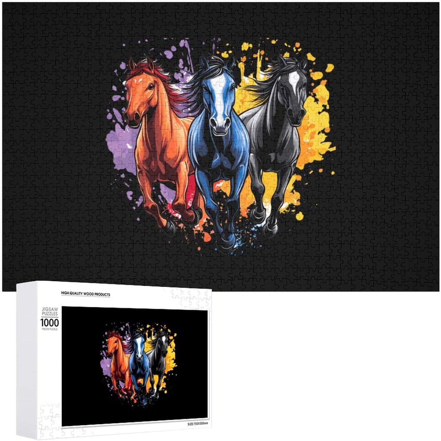 Running Horse Wood Puzzle Challenging Jigsaw Puzzles for Women Men