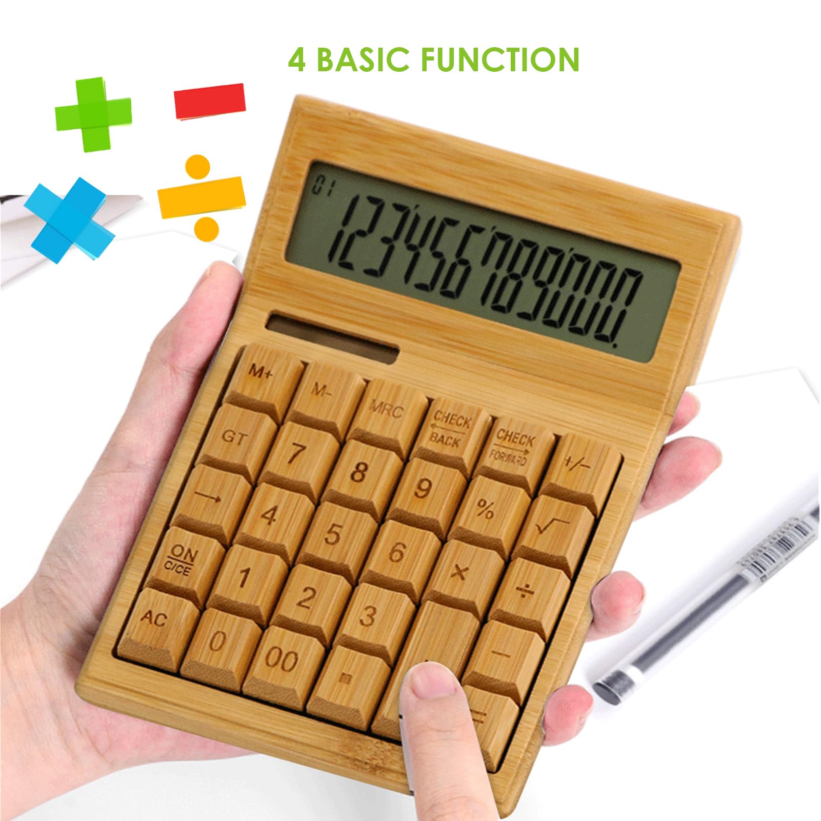 Jectse Calculadora de Escritorio, Calculadoras de 12 Dígitos con Energía Solar y Batería con Pantalla LCD Grande Calculadora de Escritorio de Mano, Función Estándar para Oficina, Hogar,