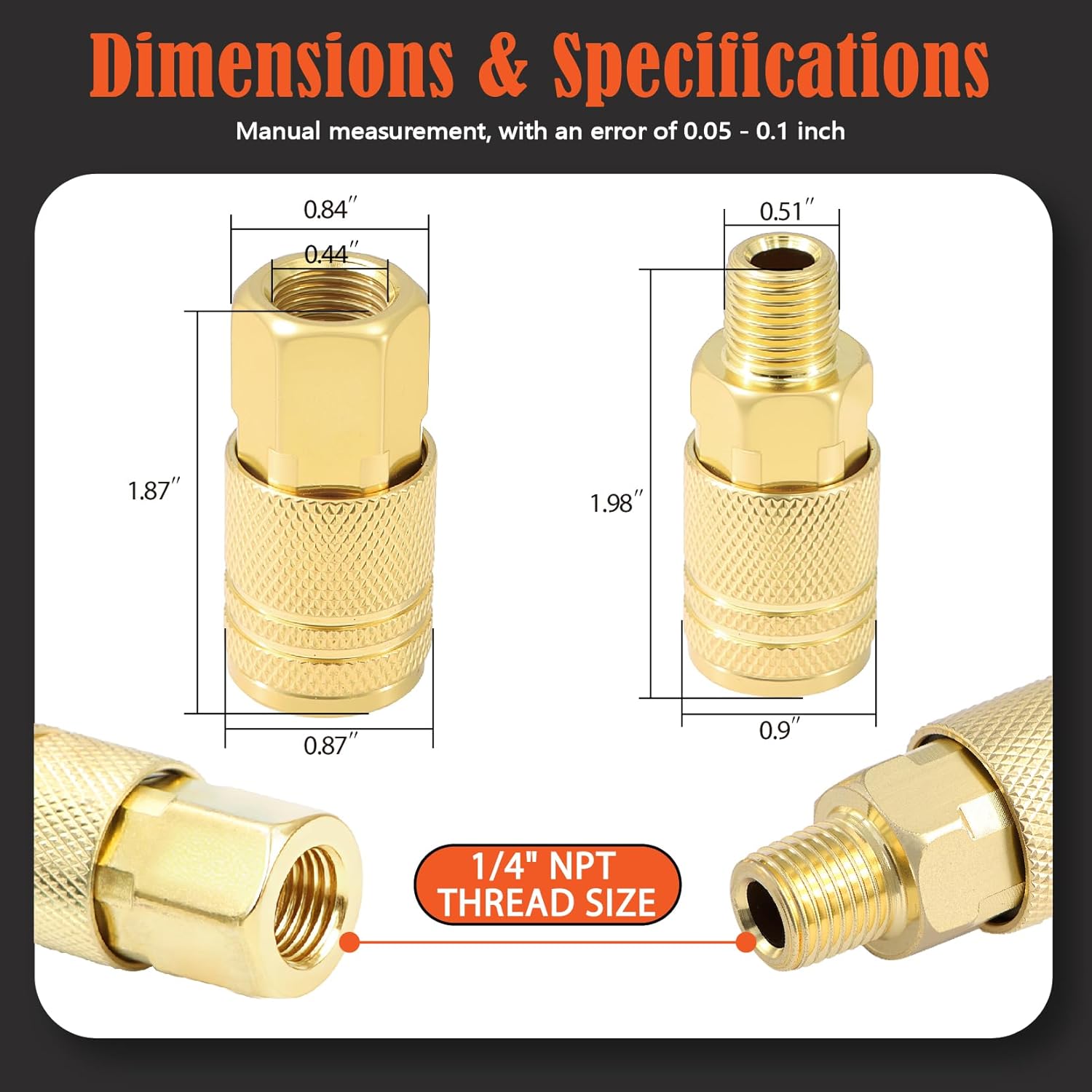 1/4" NPT Air Coupler and Plug Kit,54-Piece Industrial Quick Connect Brass Fittings Set for Air Compressor Accessories and Air Hose