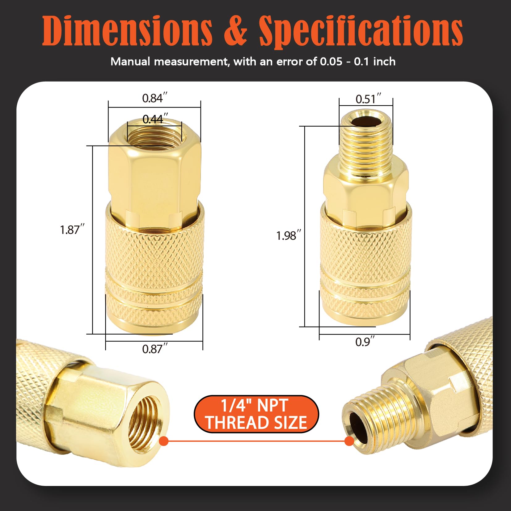 54 pezzi 1/4 "NPT Air Coupler & Plug Kit,Maschio Femmina Quick Connect Air