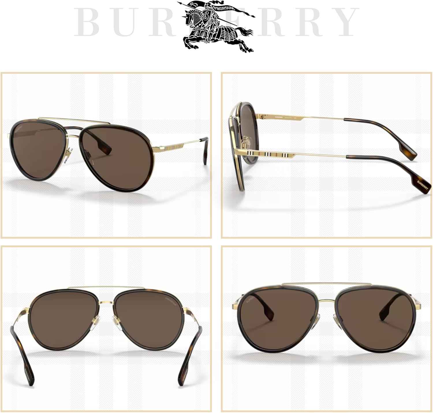 BURBERRY Oliver BE3125 Aviator Sunglasses for Men +BUNDLE with ACCESSORY EYEWEAR KIT - Image 4