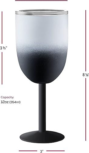 Miniatura 8 de FineDine Vaso de acero inoxidable, copas de vino, copas de vino, copas irrompibles con aislamiento de doble pared, tapa resistente a fugas sin BPA