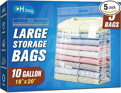 10 Gallon Zipper Storage Bags, Extra Large XL Zip Bags
