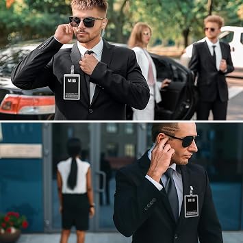 Agent Costume Accessories, Black Novelty ID Badge Props for Men in Cosplay, Spy Detective Party Favors Secret Agent ID Card Holder for Halloween Mystery Party Supplies