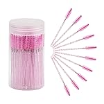 CHEFBEE 100PCS Disposable Eyelash Brush, Mascara Wands Makeup Brushes Applicators Kits for Eyelash Extensions and Eyebrow with Container (Light Pink)
