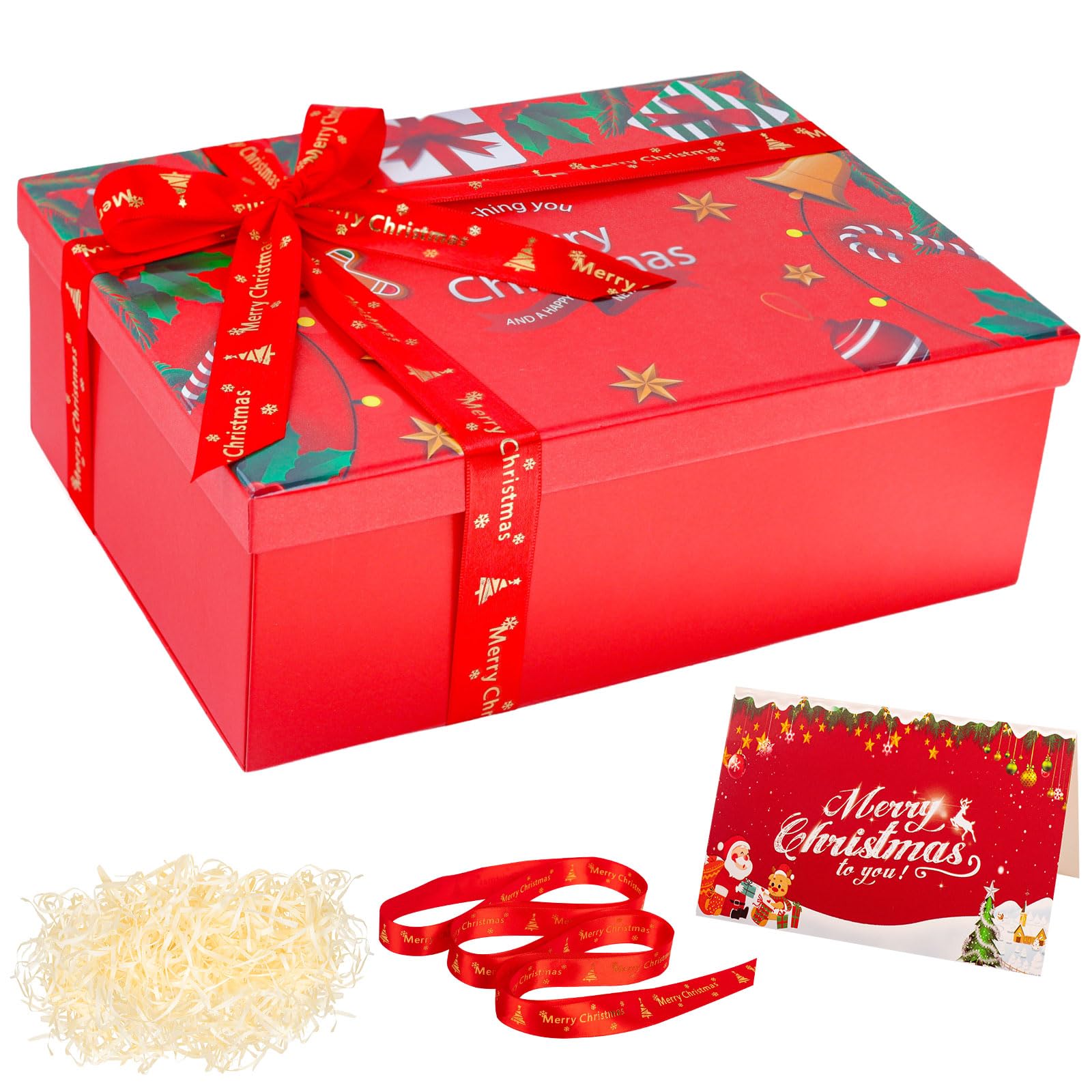 Large Christmas Gift Boxes for Present, Red Christmas Gift Box with Lids — image 1
