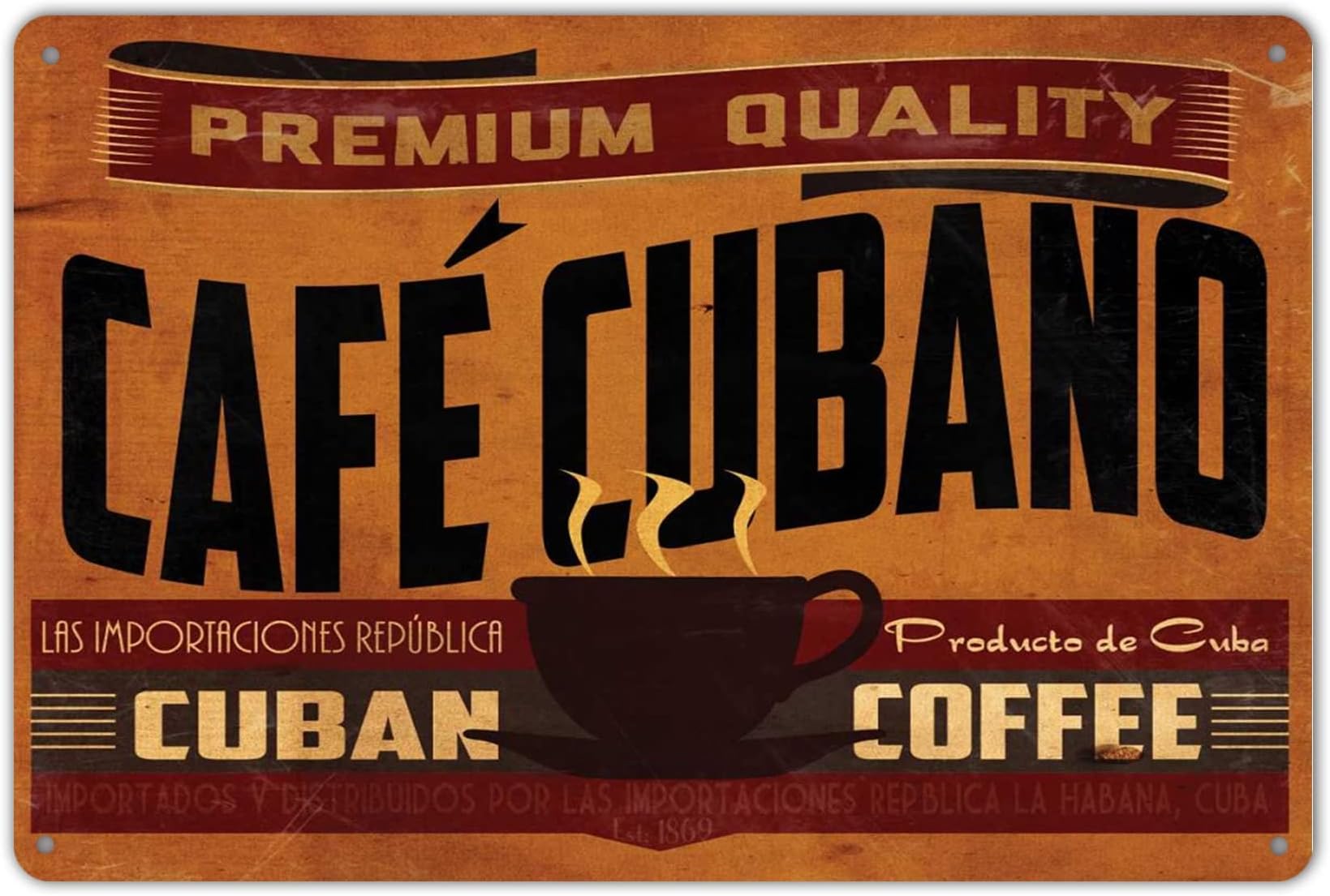 Ylens Premium Quality Cuban Coffee Vintage Metal Sign Garage Signs for Men Home Decor tin Art Decor,8x12 Inches