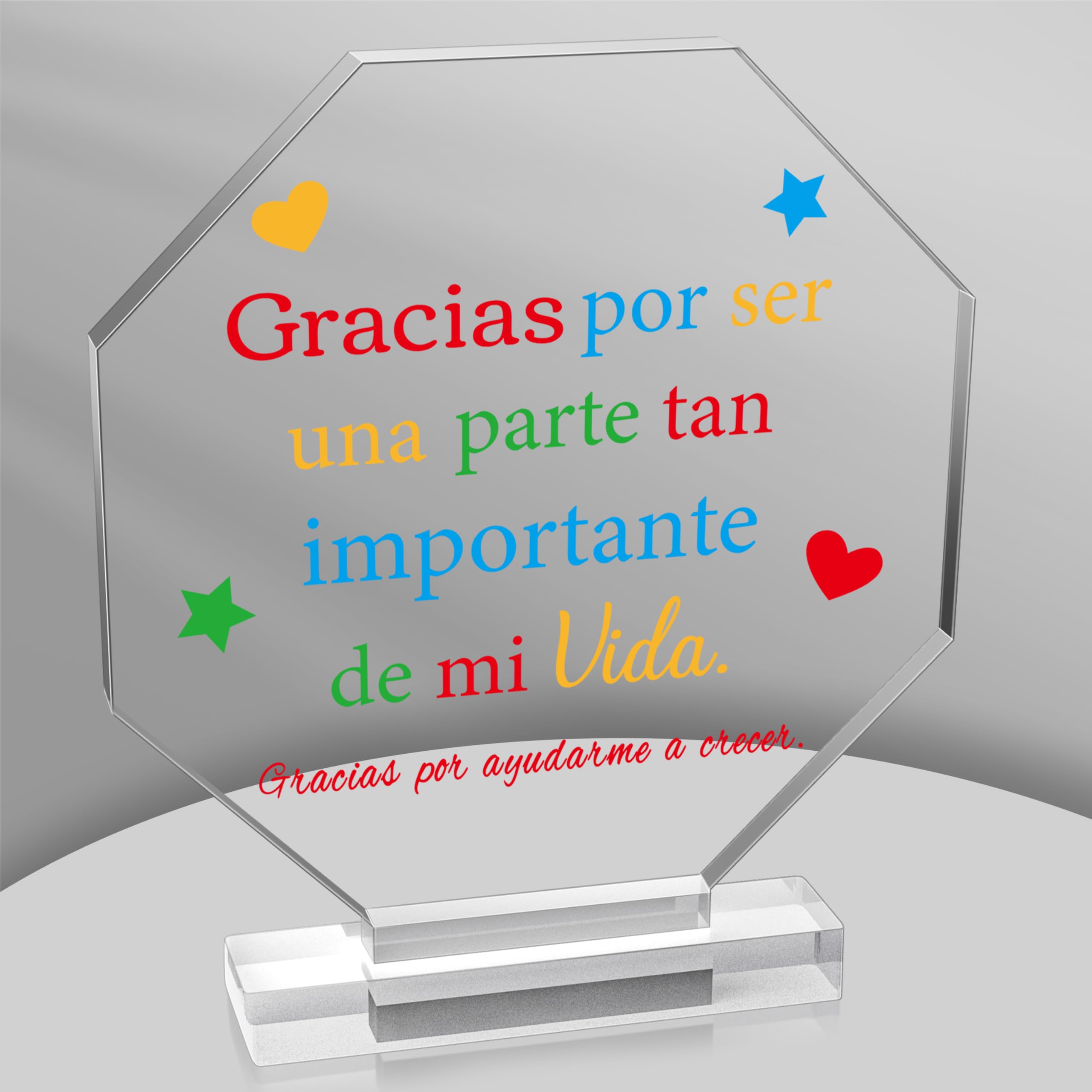 Yopyame Spanish Teacher Appreciation Gift - Regalos para Maestra Acrylic Plaque Octagonal Shape Acrylic Sign for Teacher’s Day Best Gift Keepsake