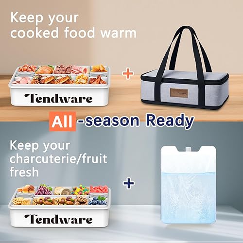 Miniatura 3 de Contenedor portátil refrigerado para aperitivos, bolsa aislada para mantener la comida caliente, bandeja de servir dividida con 12 compartimentos,