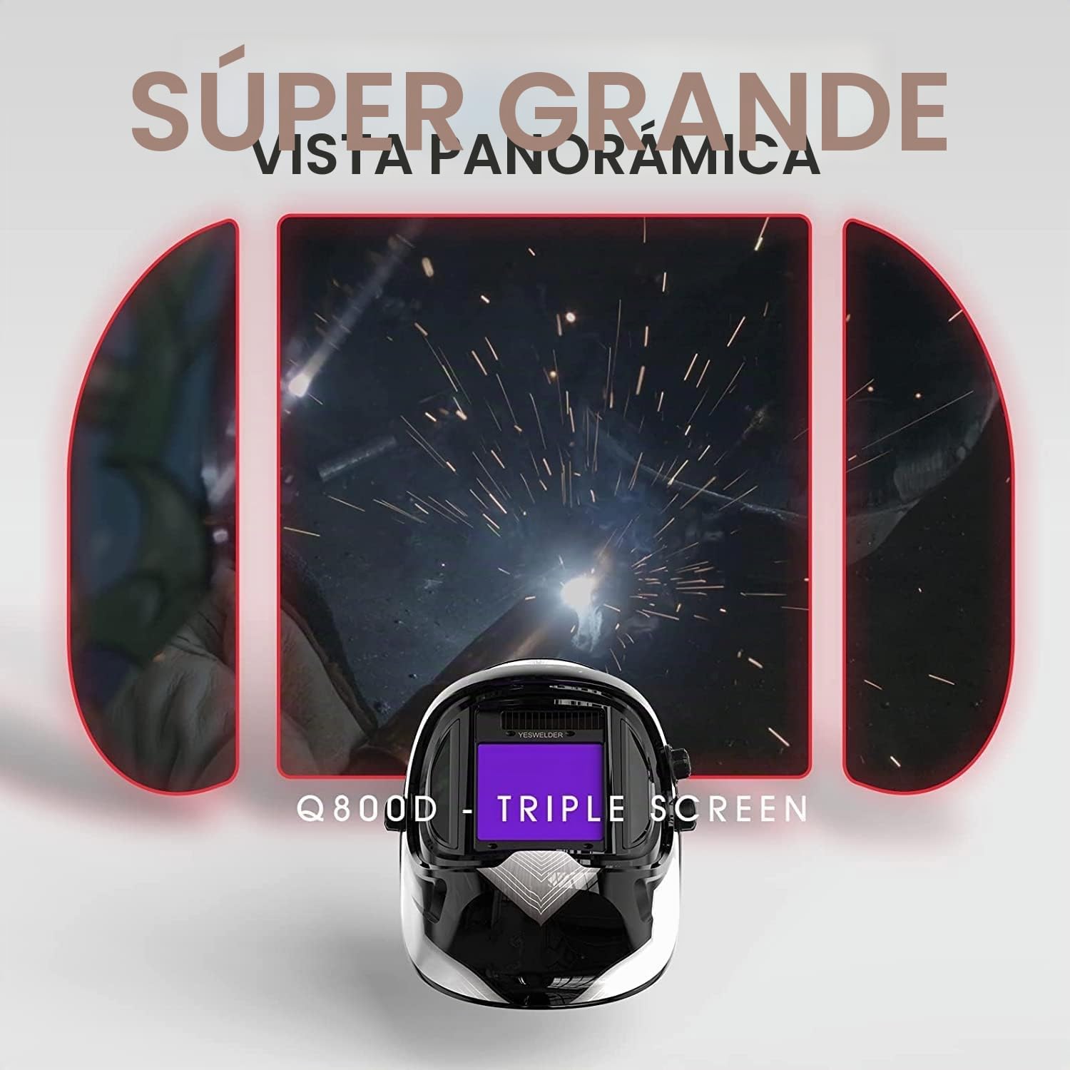 YESWELDER Careta Soldar Automatica Vista Grande Color Verdadero Accionado por Energía Solar, Mascara soldar Automático con Vista Lateral, 4 Sensores Sombra 4/5-9/9-13 para TIG MIG ARC CUT