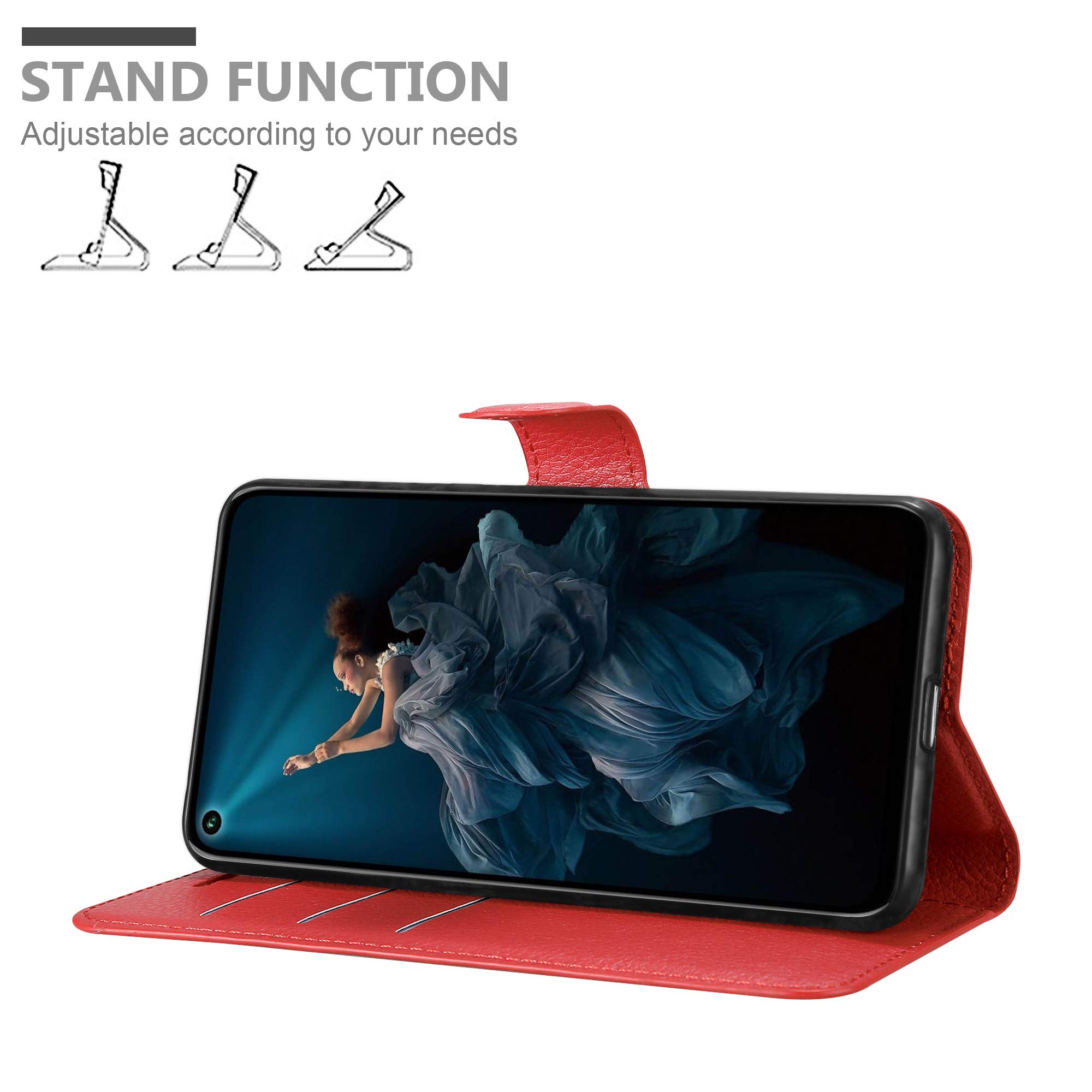 Cadorabo Handyhülle Für Honor 9 LITE – Klapphülle Aus Kunstleder Mit Standfunktion & Kartenfächern, Rot