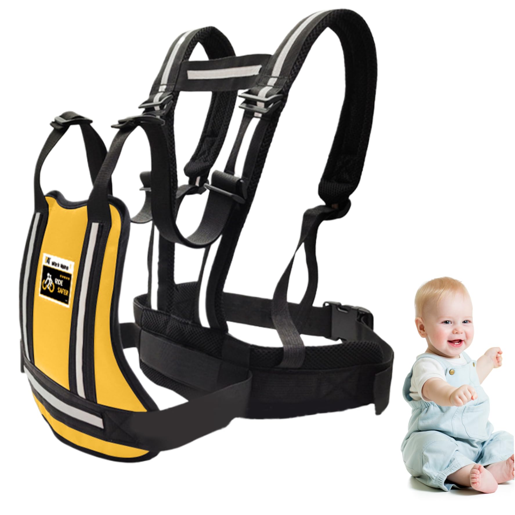 Gcroet Arnés de motocicleta para niños, arnés ajustable para niños, seguridad transpirable anticaída para pequeños con correa reflectante para motocicleta, equitación..