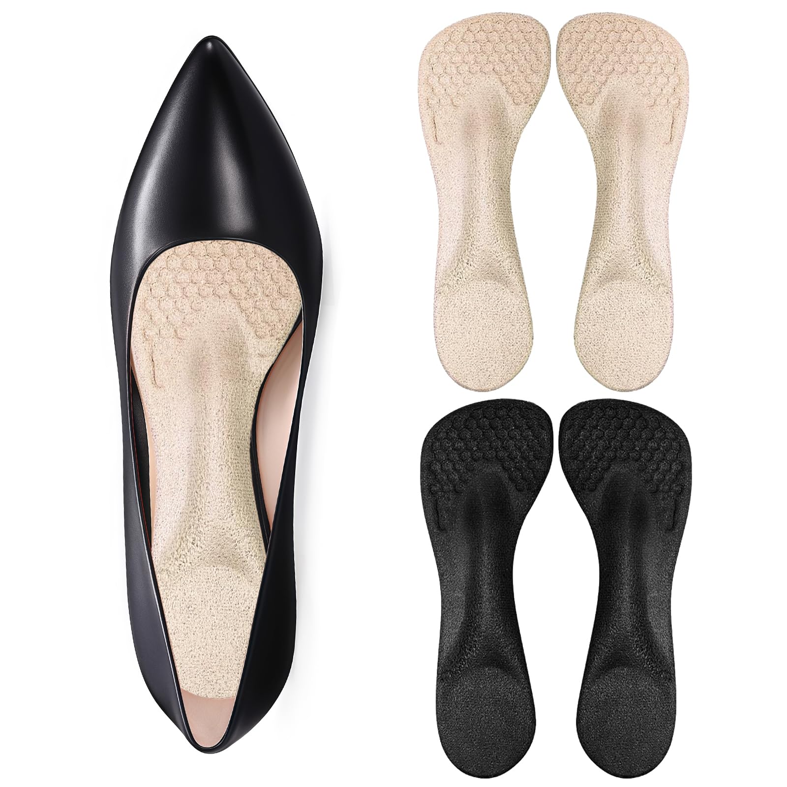 Solette per scarpe con tacco alto da donna, 3/4 inserti per scarpe a piedi nudi autoadesive invisibili per scarpe da donna Solette per scarpe con tacco alto da donna, 3/4 inserti per scarpe a piedi nudi autoadesive invisibili per scarpe da donna