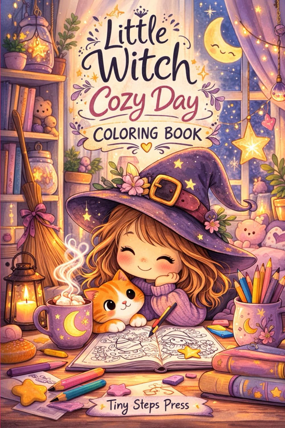 Little Witch Cozy Day: A cute cozy coloring book for relaxation and stress relief (Little Witch Cozy Series)