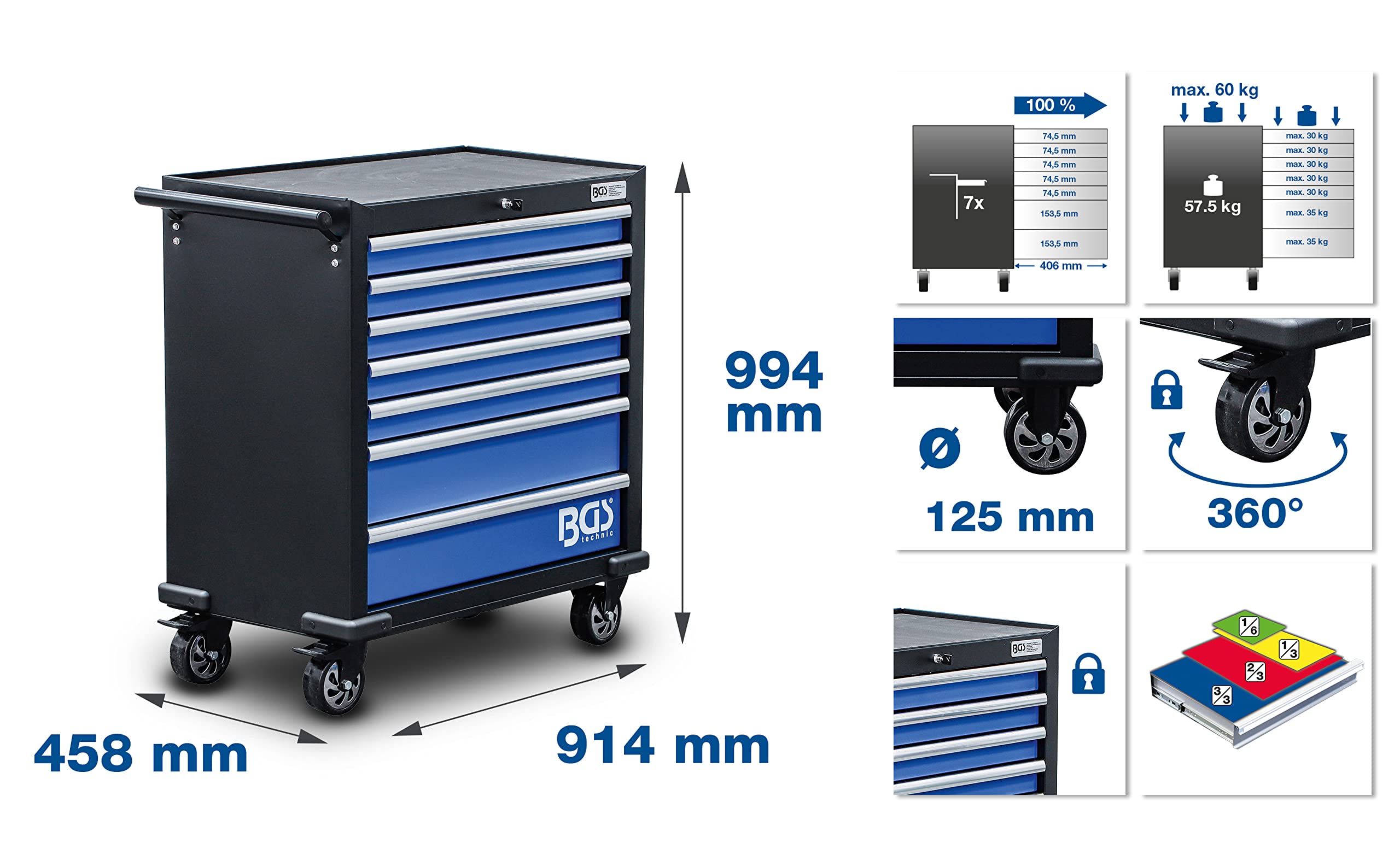 Guide Per Cassetti BGS Per Carrello Officina - Scorrevole Con Cuscinetti A Sfera, 2 Pezzi - Foto 14