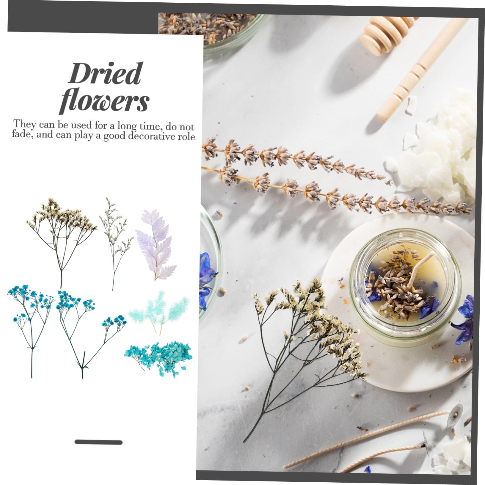 Abaodam 5ensembles Fleurs Séchées Naturelles pour Bougies Artisanales Matériaux à Base De Fleurs Séchées pour Décoration Artisanat Époxy Accessoires Maison