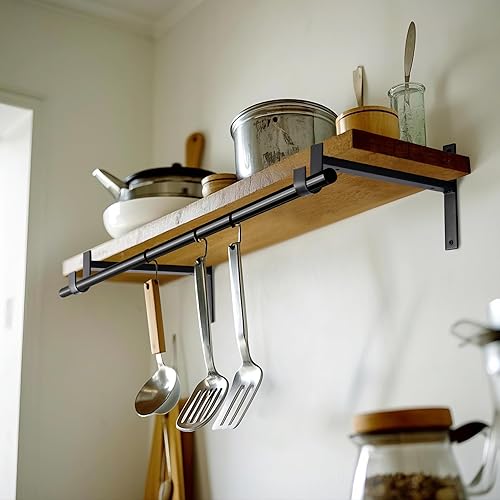 Miniatura 5 de Soporte de Barra de Clóset OVOV Resistente de 10 Pulgadas con Soporte de Estante de Clóset y Soporte de Barra con Gancho (Paquete de 8) Negro