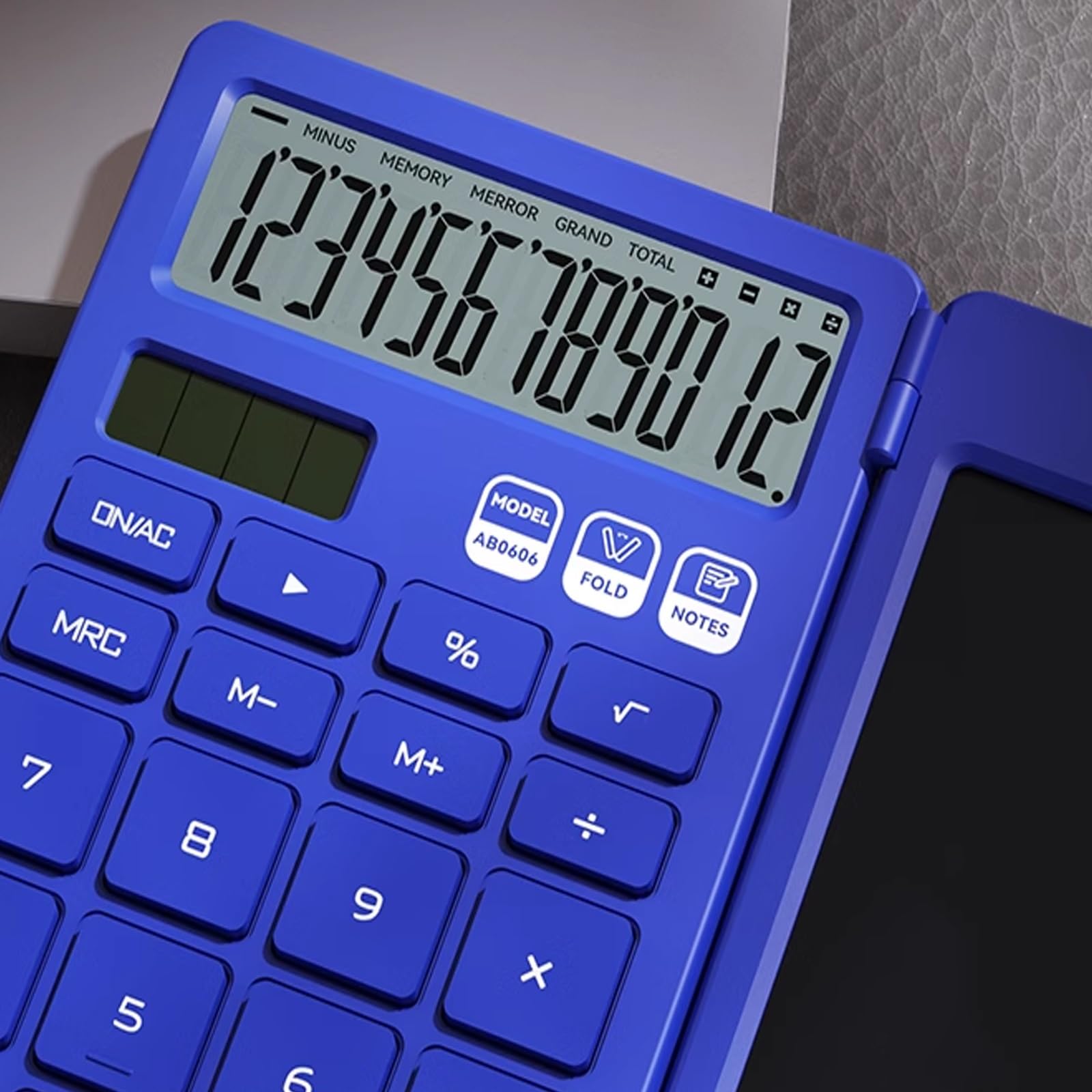 Calcolatrice scientifica con ampio display a 12 cifre, doppia alimentazione, tavoletta di scrittura cancellabile, portatile, per ufficio e scuola