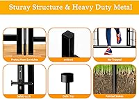 Vista 2 de Valla de Jardín de 36 pulgadas de alto con puerta, puerta ancha de umbral bajo, 8 paneles en total de 17.7 pies de largo, valla de barrera de hierro