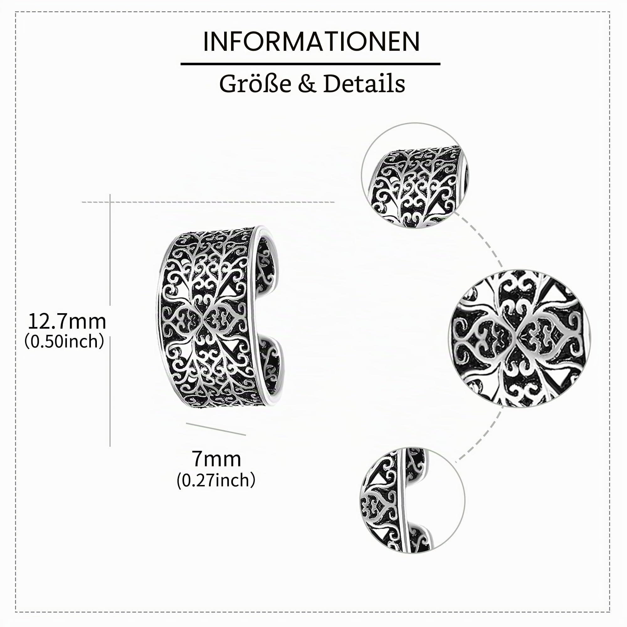 Filigran Ohrstulpe Sterlingsilber Keltischer Knoten Ohrclips Nicht durchdringend Knorpelohrringe Boho Schmuck Geschenke für Frauen