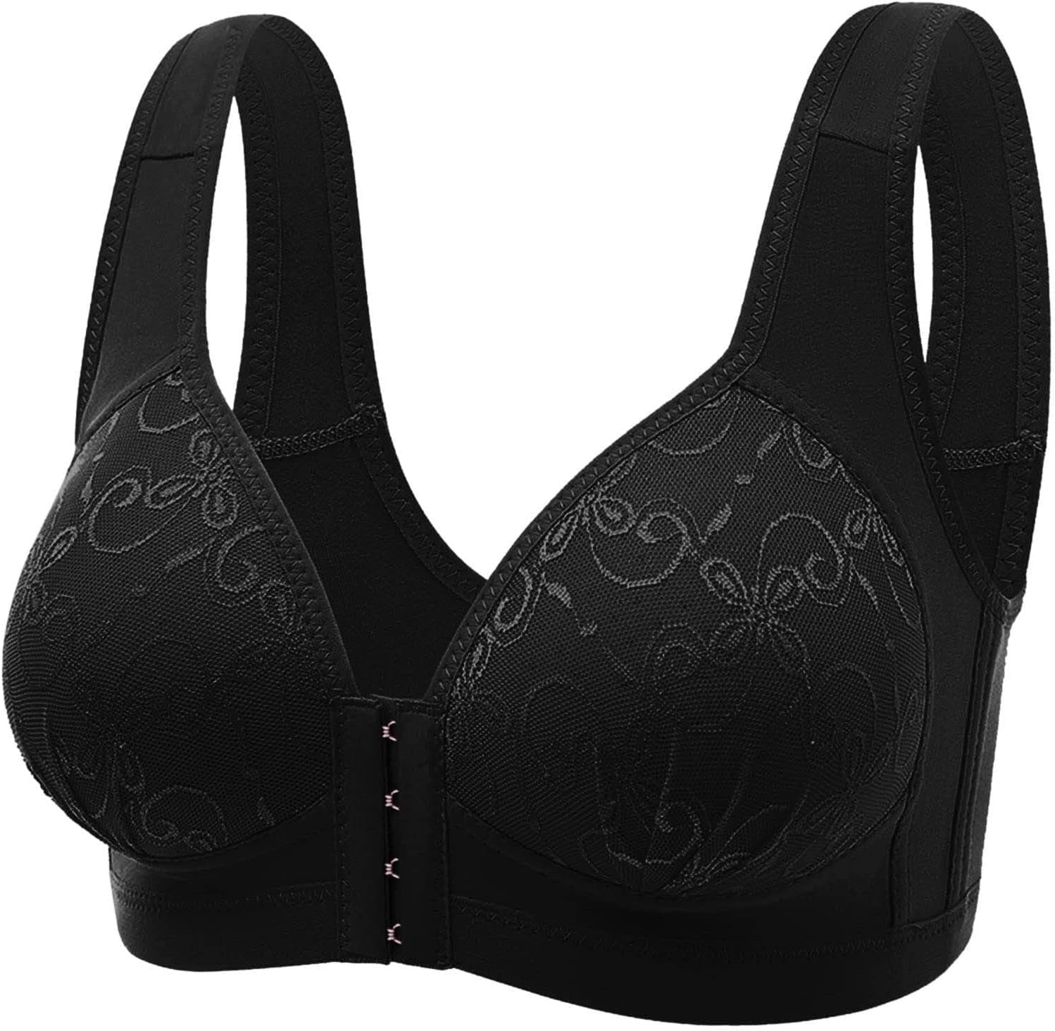 Women 18 Hour Front Closure Everyday Bra Wirefree Back Support Posture Full Coverage Bras Lace Bralette Shaping Cup