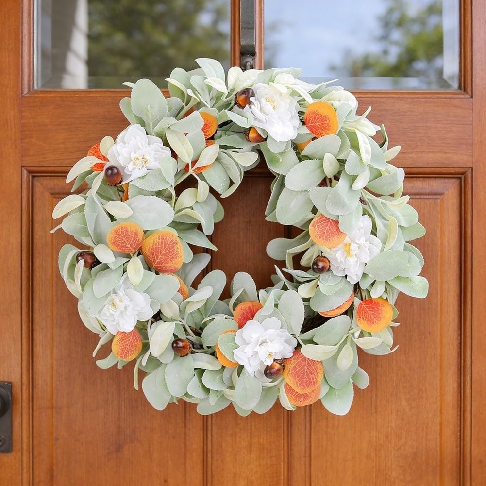 Guirnalda Oreja Conejo Flor Blanca 48cm Cosecha Otoño