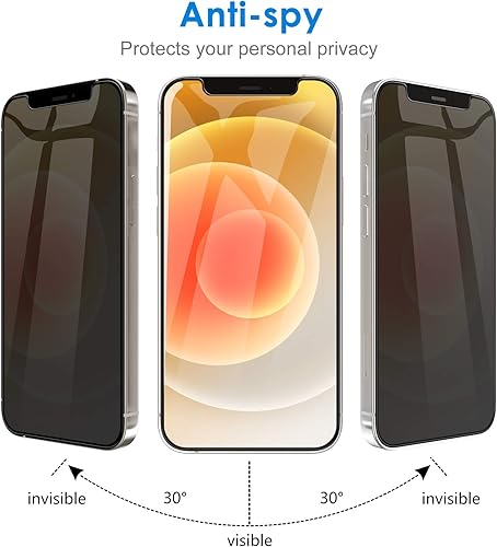 Miniatura 4 de JETech Protector de pantalla de privacidad para iPhone 1212 Pro de 6.1 pulgadas, película de vidrio templado antiespía, paquete de 2