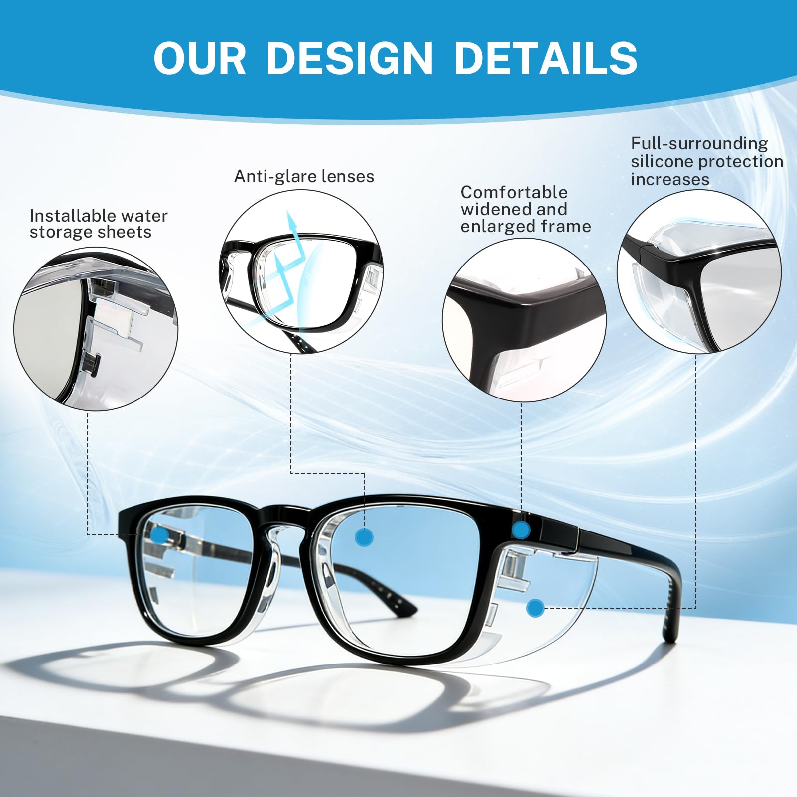 Lunettes post-opératoires hydratantes – Protection complète pour la récupération chirurgicale de la cataracte et les yeux secs, dispose d'un réservoir d'eau, d'un écran anti-lumière bleue et