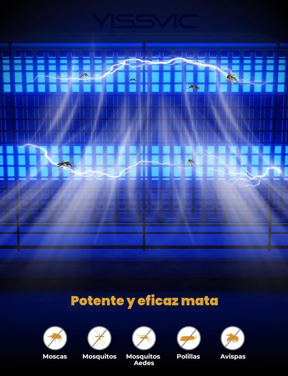 YISSVIC Lampara Antimosquitos Matamoscas Electrico Lámparas LED UV, Mata Insectos para Interiores contra Mosquitos, Moscas y Otros Insectos Voladores