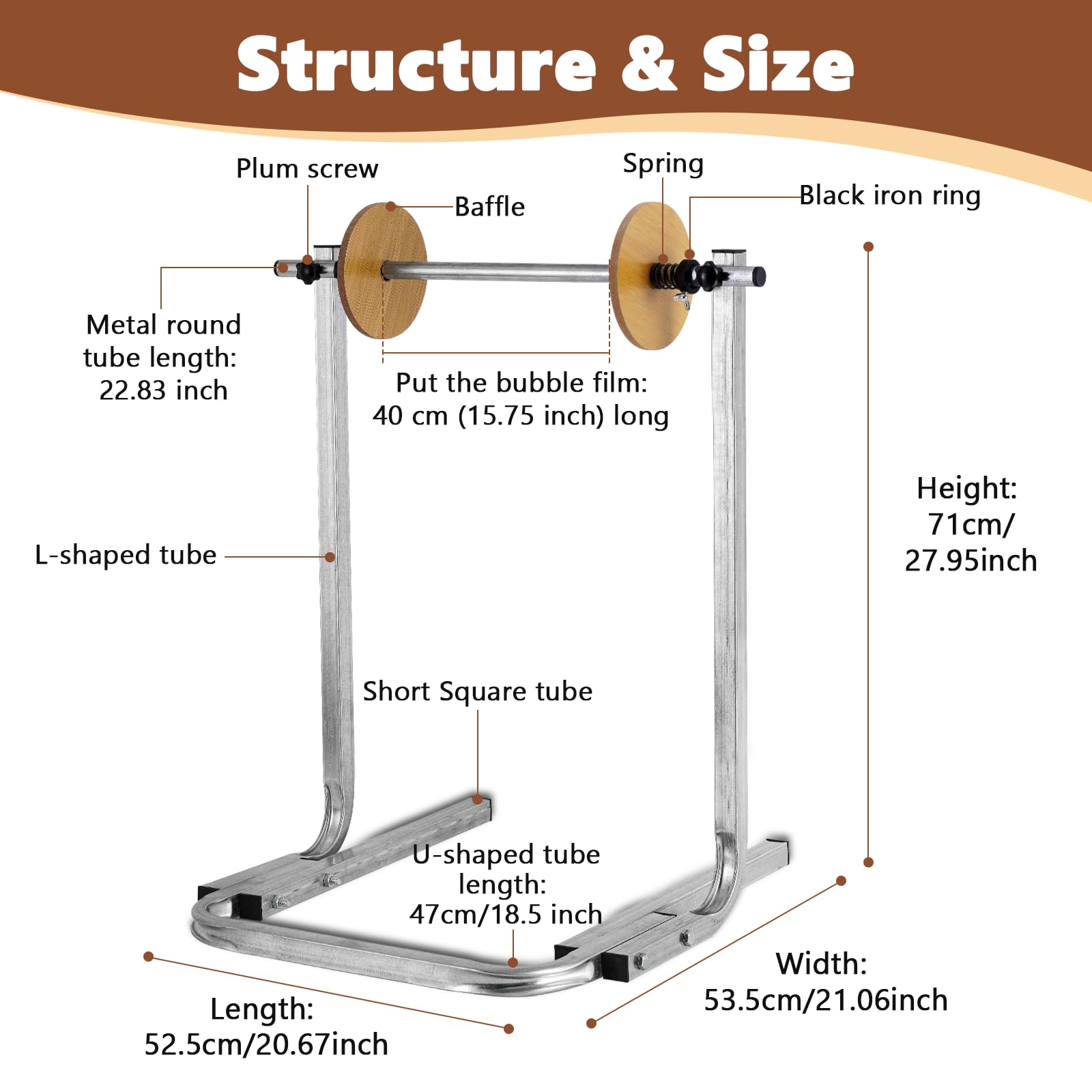 Dispenser per rotolo di pluriball da 40 cm, con facile sostituzione della pellicola, supporto manuale in schiuma per imballaggio, trasloco e spedizione (40 cm)