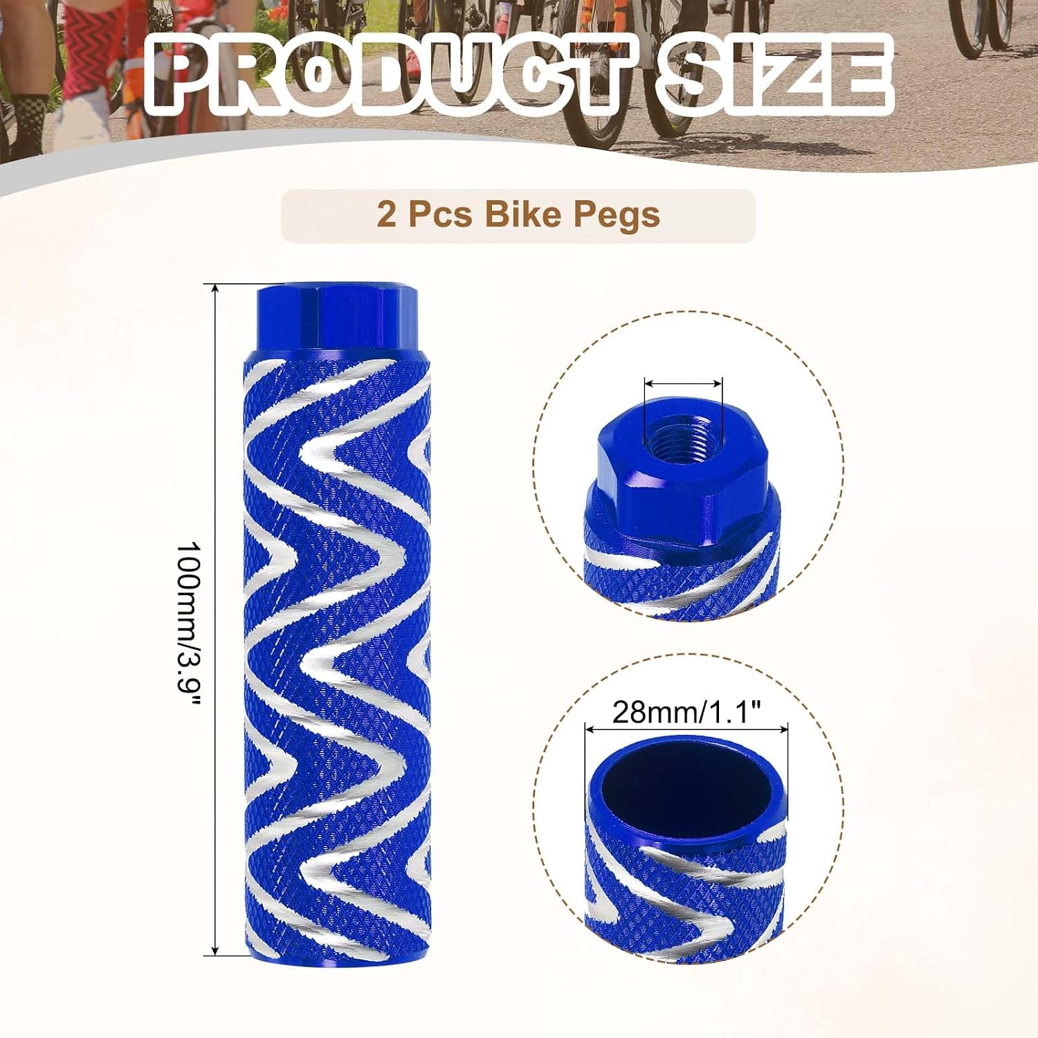 PATIKIL Bike Pegs Fit Axles, Aluminum Alloy Anti-Skid Lead Foot Bicycle Peg Back Seat Stands with Thin Line for BMX Mountain Dirt Bike Cycling Rear Stunt Pegs