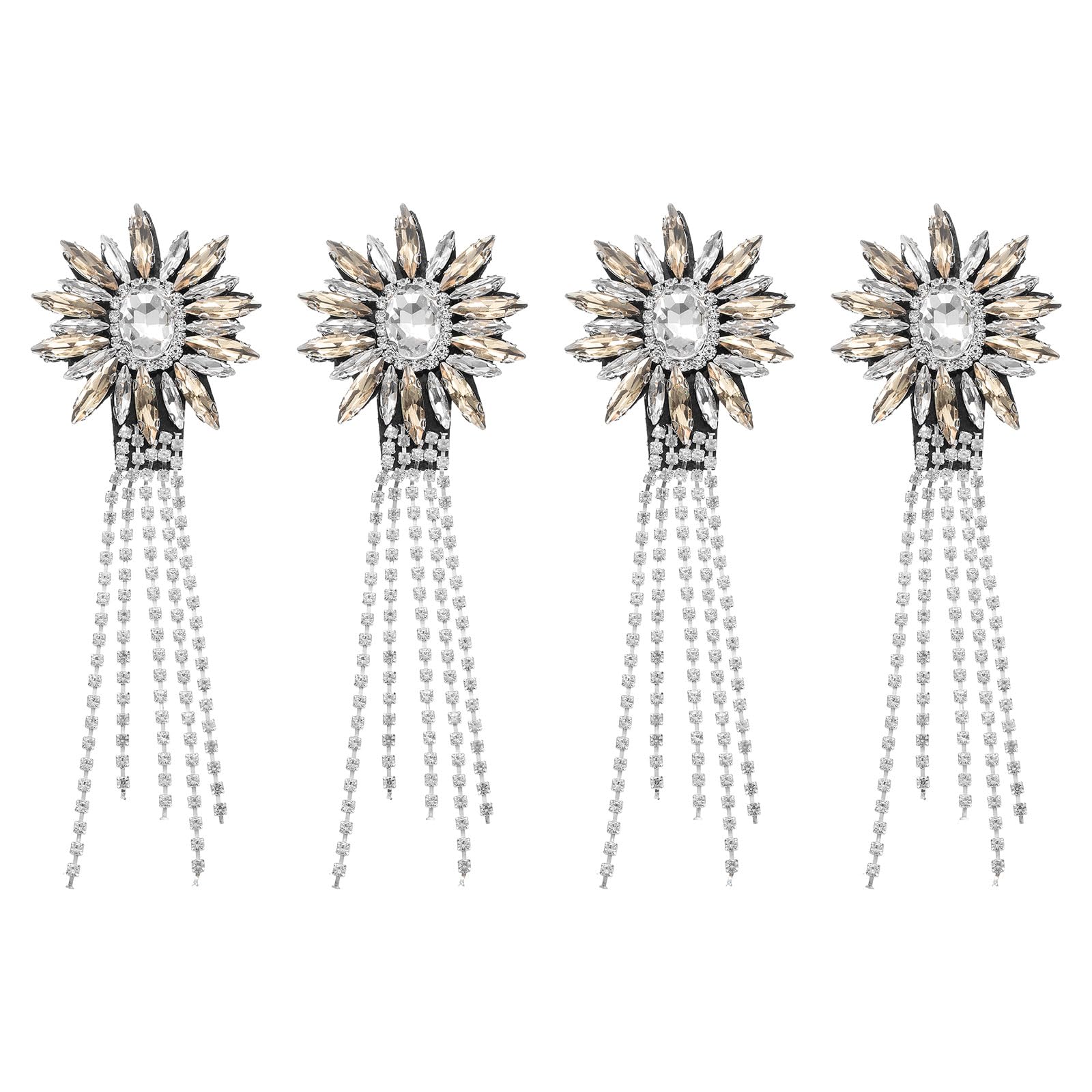 Chaîne à coudre en strass en cristal champagne de 11x4 cm pour robe de fête