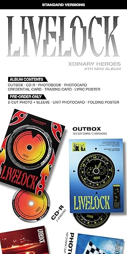 Miniatura 2 de Xdinary Heroes LIvelock 4 Mini álbum CD+Photobook+Photocard+Póster lírico en paquete+Seguimiento sellado XH (versión estándar ROJO)