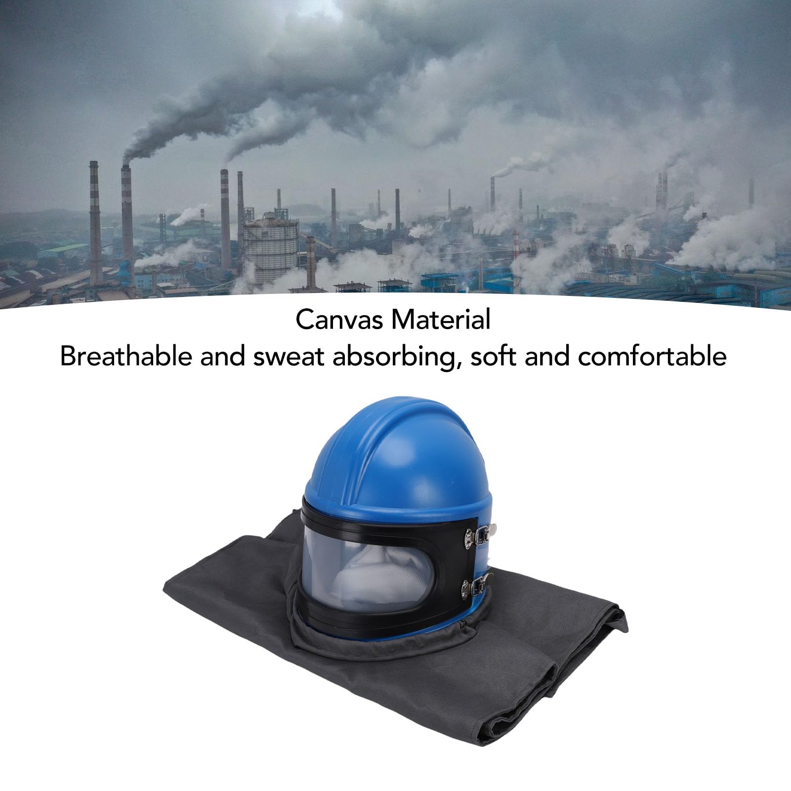 Capa de la Campana de arenas, Lona Sandblaster de arenas de arenas Máscara de Protección contra el Polvo Alimento para el Aire de Aire Sandblaster Casco para Pulverizar el Corte