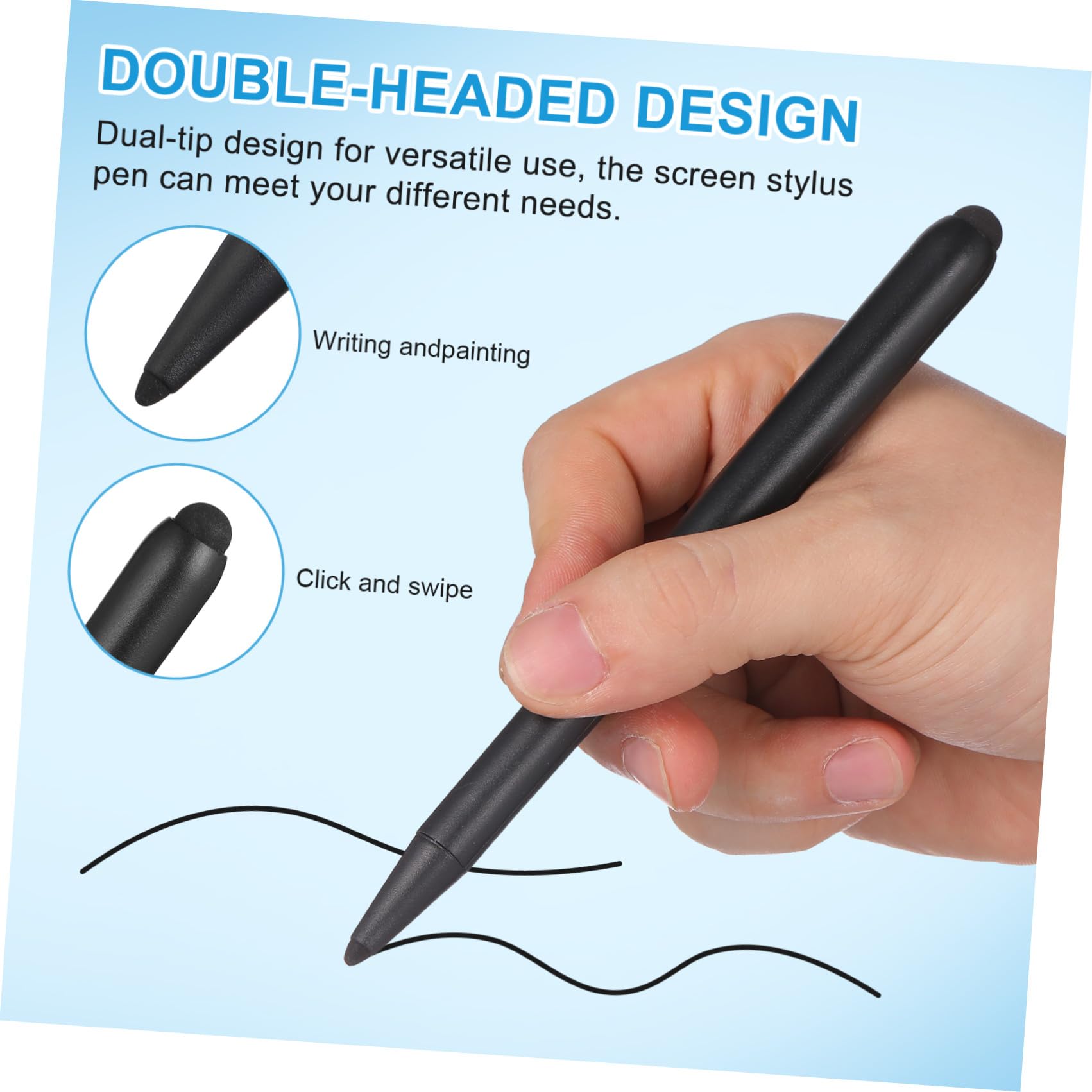 LALAFINA Penne per touch screen, stilo per display touch, design a doppia punta, ABS, nero, 2 pezzi, per riunioni di lavoro e scrittura precisa