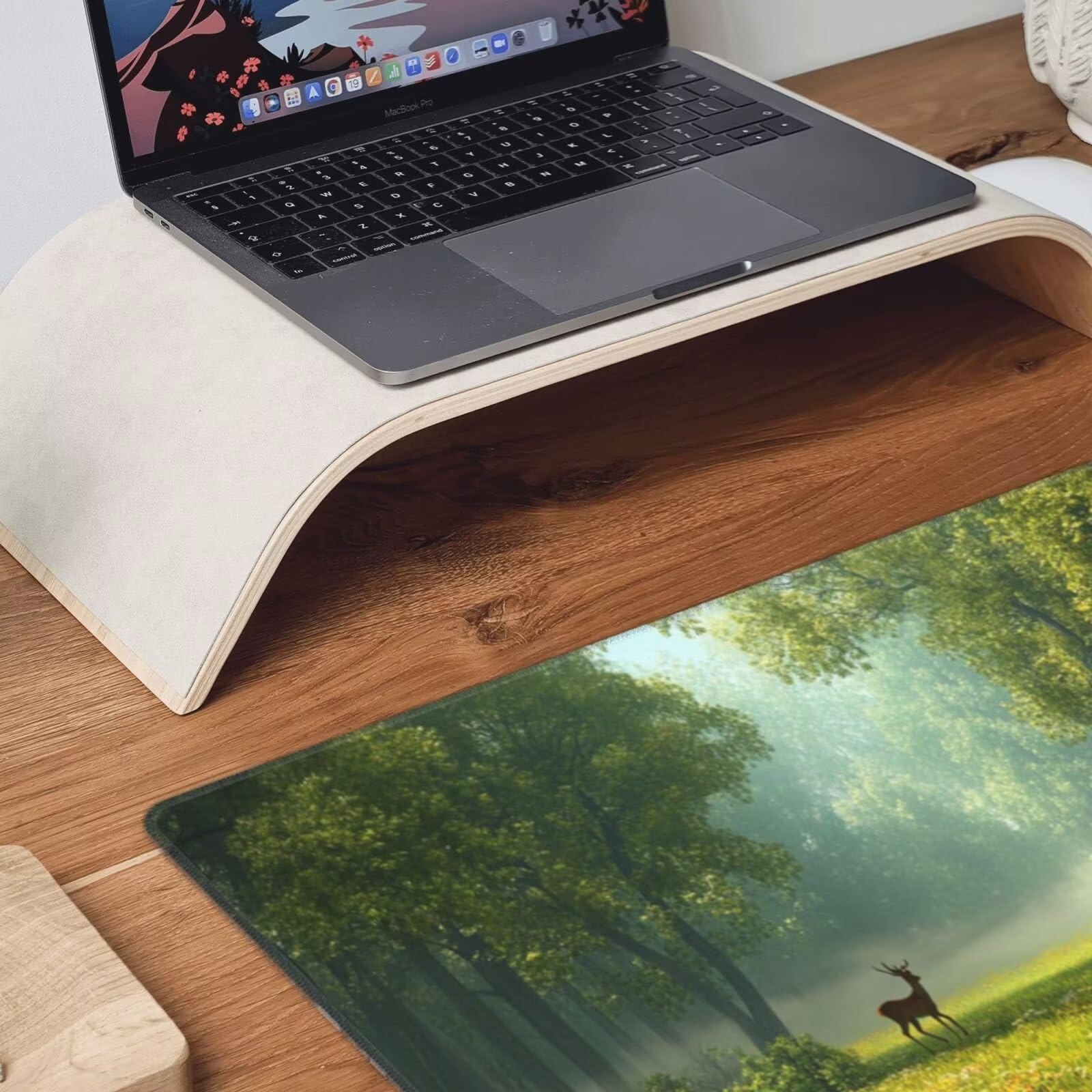 Zielona podkładka pod mysz XXL krajobraz mata na biurko 1600 x 800 x 3 mm zmywalna podkładka do gier na laptopa, z antypoślizgową gumową podstawą do gier, PC, pracowników biurowych Y339