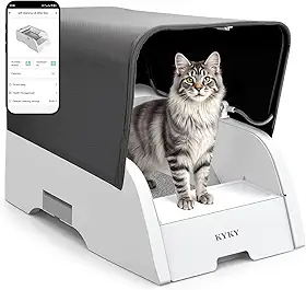 Caixa de areia autolimpante 2 em 1 com controle de aplicativo, design de dossel aberto ou coberto para atender às preferências variadas dos gatos, caixa de areia automática grande para vários gatos
