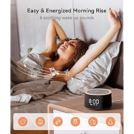 Dreamegg D1+ Sound Machine & Alarm Clock - Sound Machine for Sleep, White Noise Machine with 29 Soothing Sounds, Night Light, 0-100% Dimmable, White Noise Alarm Clock for Bedrooms Adults Baby, Black