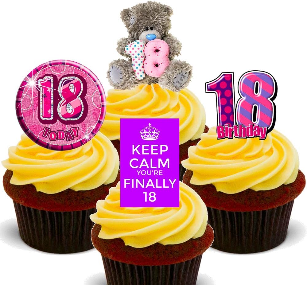 Made4You 18th Birthday Girl,Purple Edible Cupcake Toppers Standup