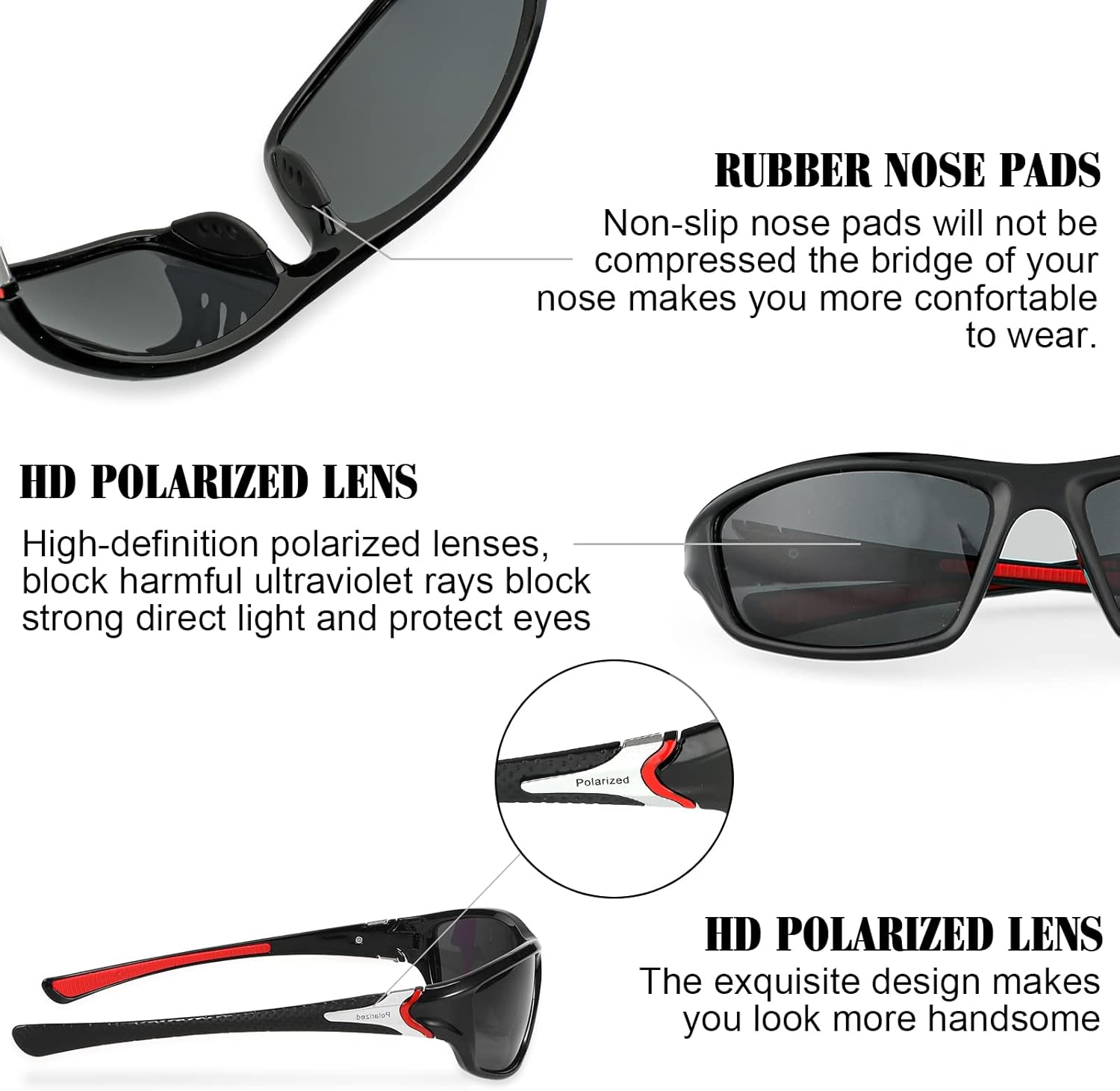 Miniatura 3 de TOODOO 4 pares de lentes de sol polarizados para hombre con protección UV gafas de conducción deportivas para actividades al aire libre