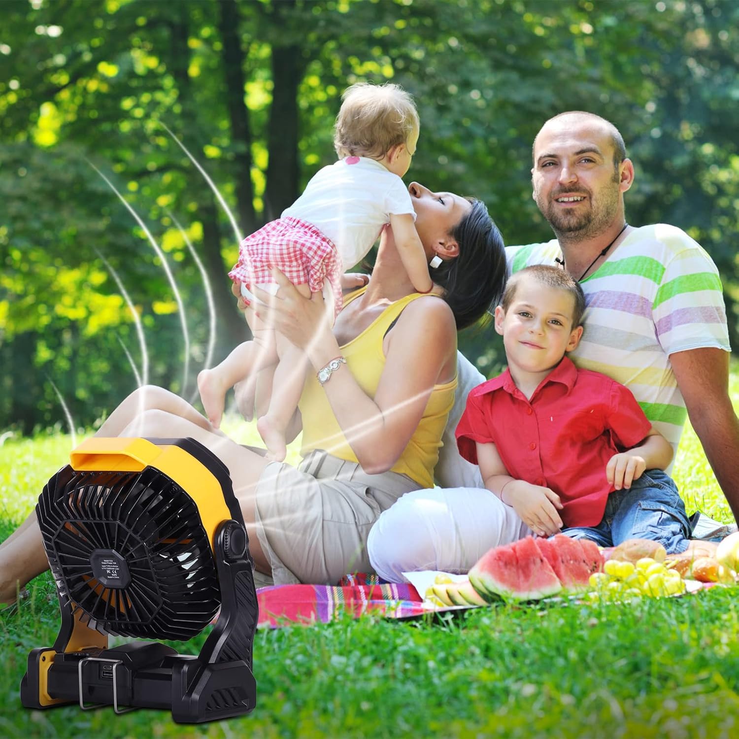 RUNTOP Camping Fan 20000mAh Rechargeable, 2 Blades High Speed Portable Ultra-quiet, Battery Operated Fan with Hook,Timer, Light,270°Rotation USB Cordless fans for Tents,Travel,Beach,Outdoor,Table - Image 7