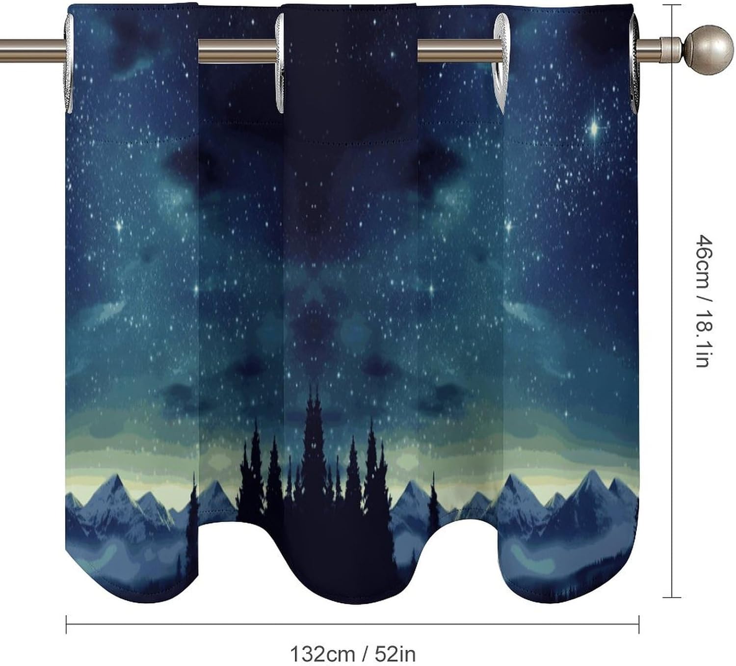 Small Window Curtains, Celestial Night Sky Printed Mini Window Curtains Valance, Pocket Window Curtains are Suitable for Homes, Offices, Farmhouses, and Restaurants
