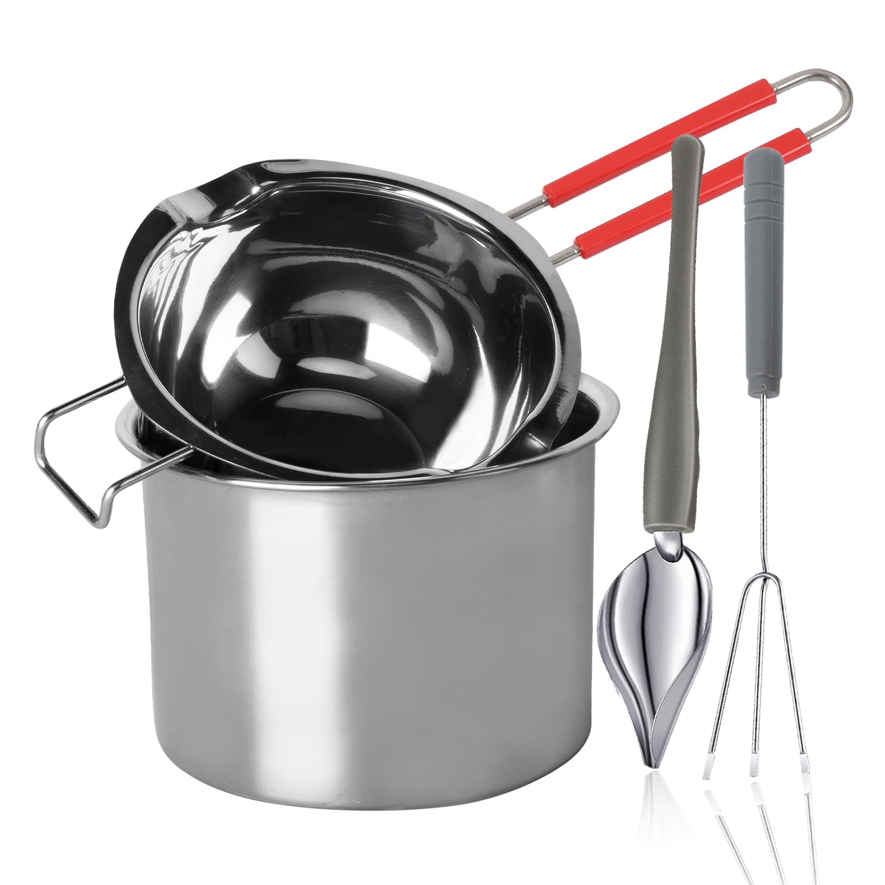 Stainless Steel Double Boiler Melting Pot with Heat Resistant Handle, Large Capacity Chocolate Melting Pot for Butter Candy Butter Cheese, Candle Making (1000/2200ML)