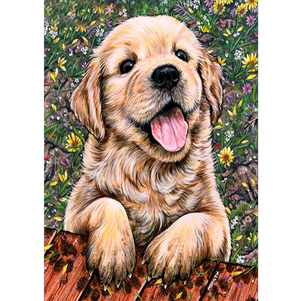 Kit broderie diamant chiot 40x80cm pour loisirs créatifs adultes et enfants