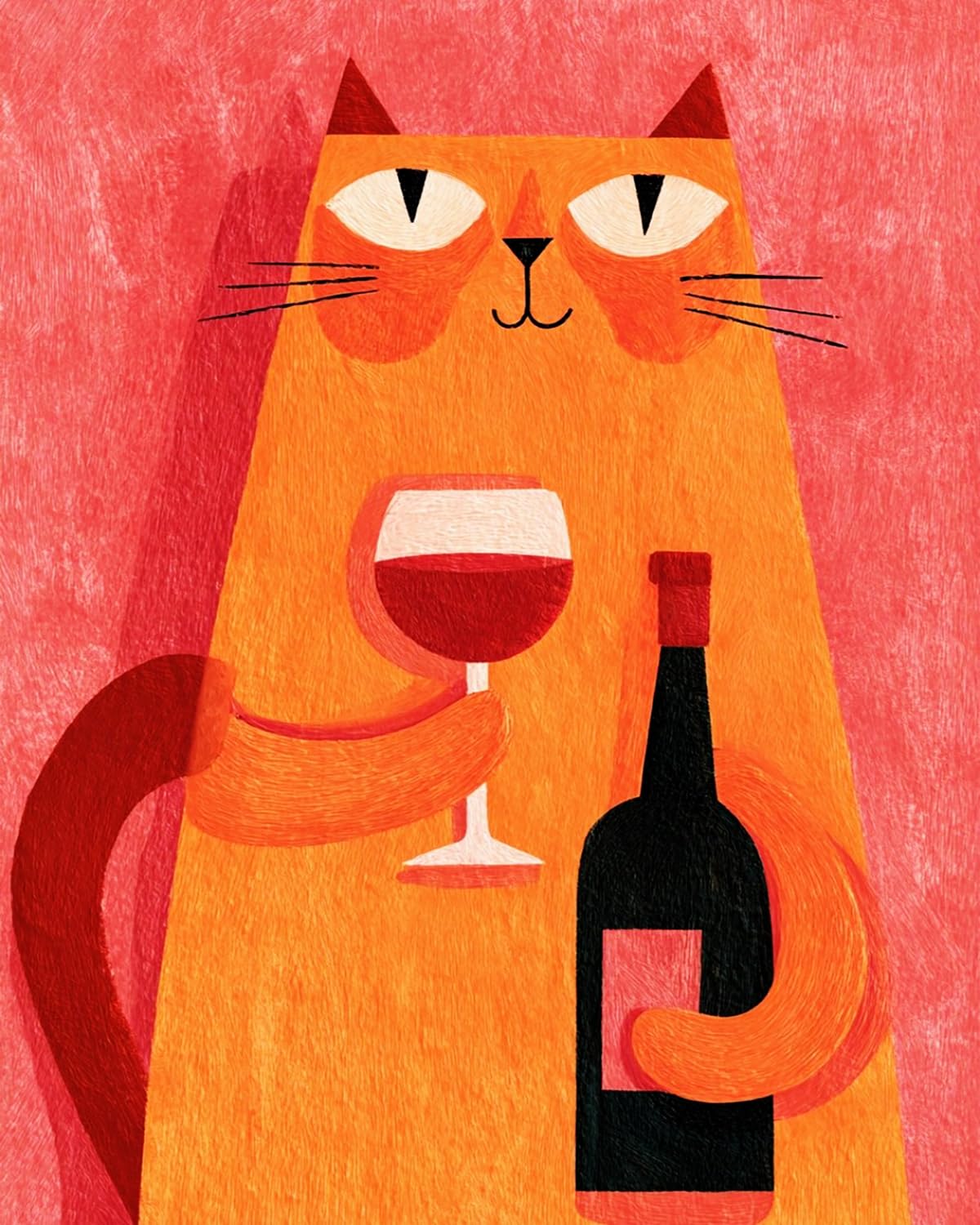 Liubaishi Orange, Red, Black Paint By Numbers Kit For Adults, Slightly Drunk Cat Duke, 40X50 Cm, Acrylic On Canvas