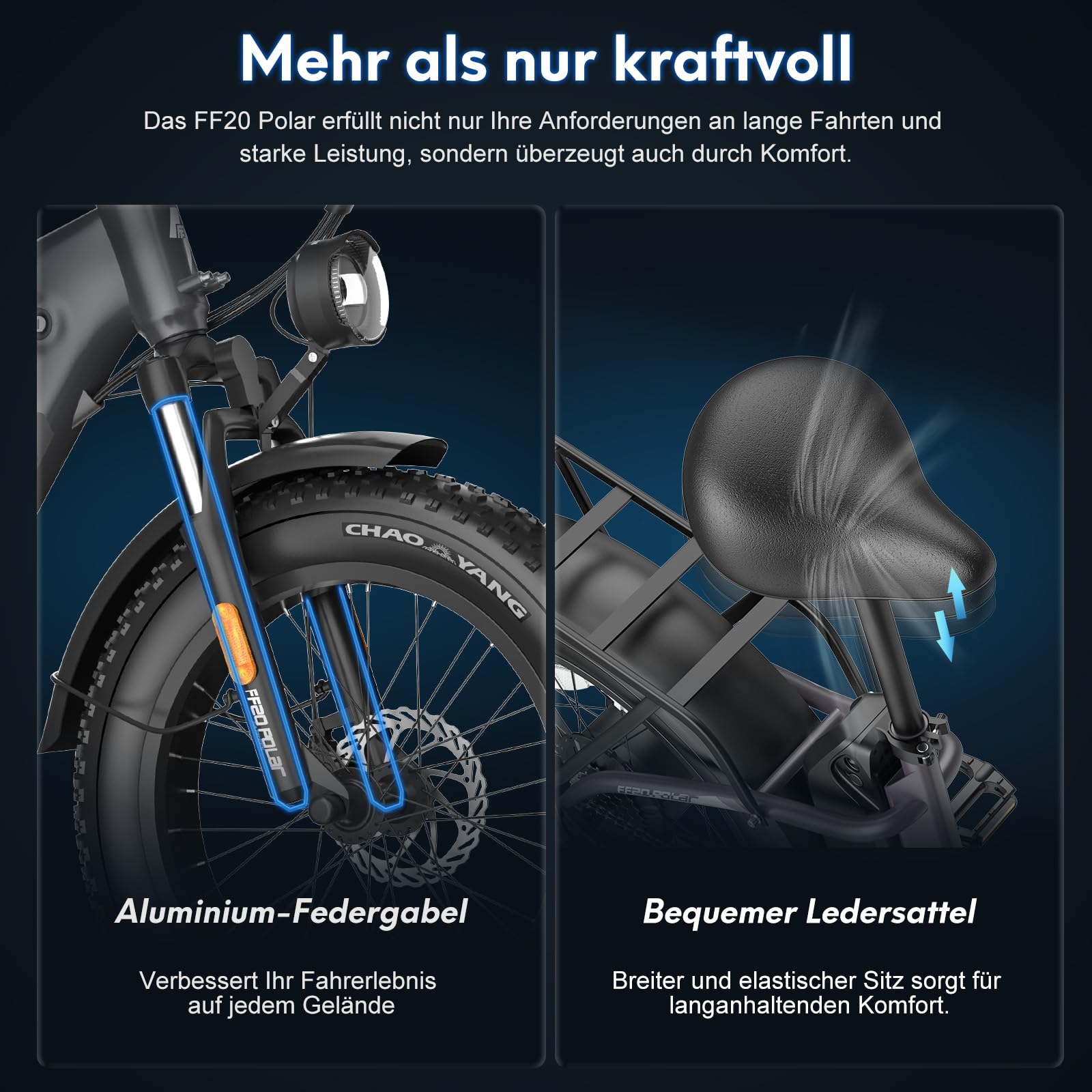Fafrees FF20 Polar E-Bike Klapprad 20 * 4.0 Zoll, ebike Herren Doppelbatterien 24Ah/26.8Ah, Fatbike Damen Reichweite 150km/170km, E-Fahrrad Fahrradlast 150KG