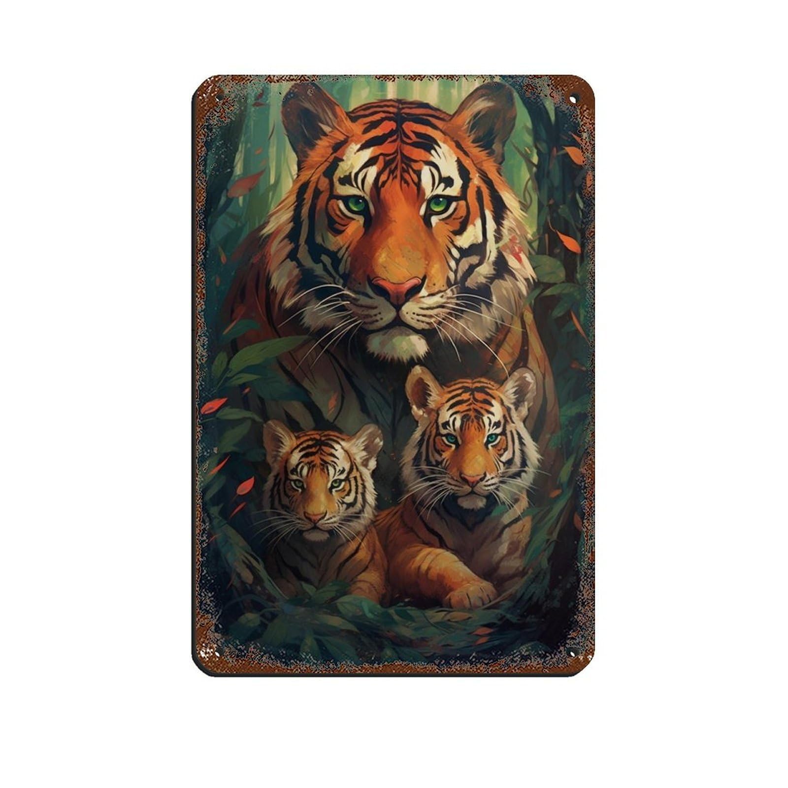 Lxwnze 20L X 30W Cm Tiger Mama Tin Sign Vintage Metal Pub Club Cafe Bar Home Wall Art Decoration Poster Retro 8X12inch(20X30cm)